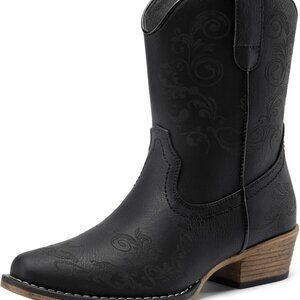 Brand New Women's Cowboy Cowgirl Western Ankle Boots Low Chunky Heels Square Toe